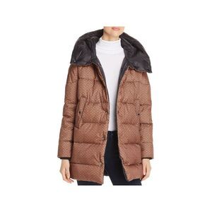 MKT STUDIO Womens Black Button  Front Puffer Hooded Winter Jacket Coat 38